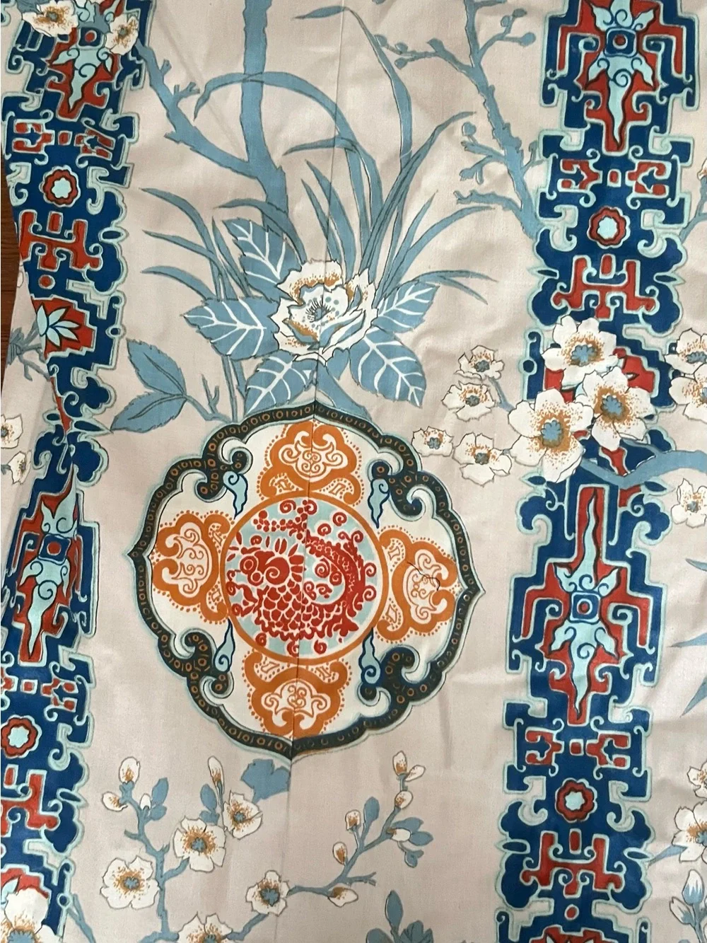Vintage Mid Century Chinese Chinoiserie Curtain Panels